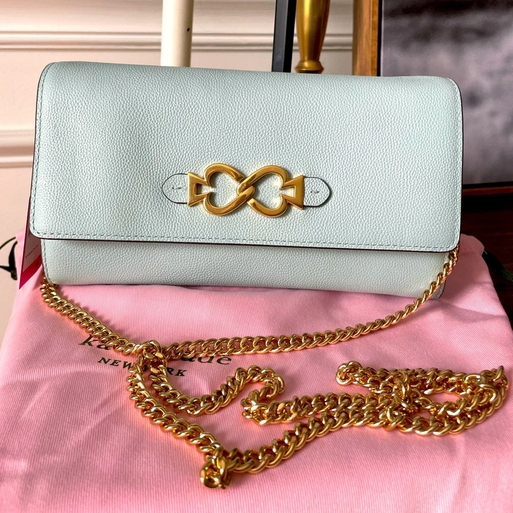 NWT Kate Spade Toujours Chain Clutch in Cloud Mist ♠️